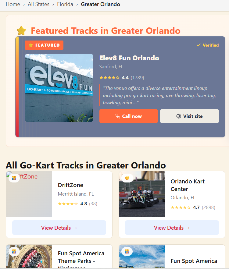 Featured listing shown above standard listings on a real page